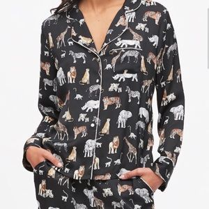 Exotic Animal Print on Black Silky Pyjama Set